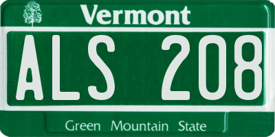 VT license plate ALS208