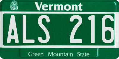 VT license plate ALS216