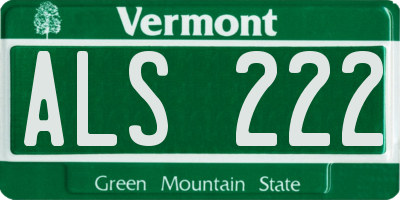 VT license plate ALS222