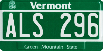 VT license plate ALS296