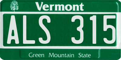 VT license plate ALS315