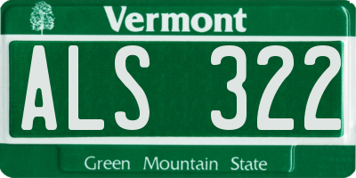 VT license plate ALS322