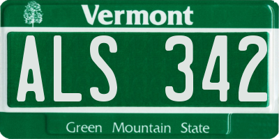 VT license plate ALS342