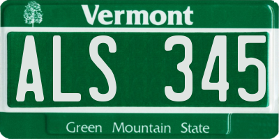 VT license plate ALS345