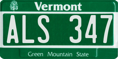 VT license plate ALS347