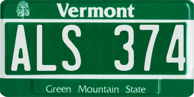 VT license plate ALS374