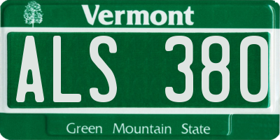 VT license plate ALS380