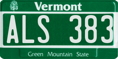 VT license plate ALS383