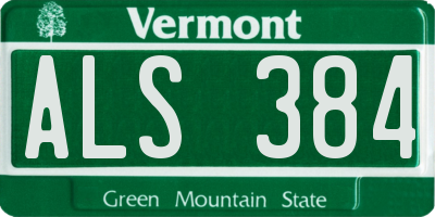 VT license plate ALS384