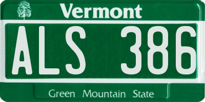 VT license plate ALS386