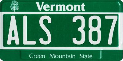VT license plate ALS387