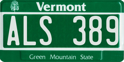 VT license plate ALS389