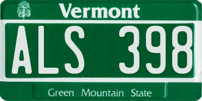 VT license plate ALS398