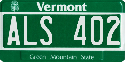 VT license plate ALS402