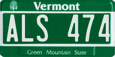 VT license plate ALS474
