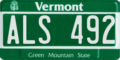 VT license plate ALS492