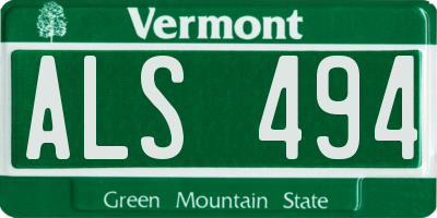 VT license plate ALS494