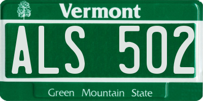 VT license plate ALS502