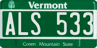 VT license plate ALS533