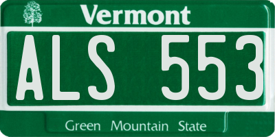 VT license plate ALS553
