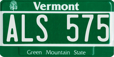 VT license plate ALS575