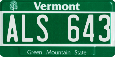 VT license plate ALS643