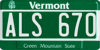 VT license plate ALS670