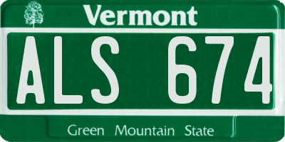 VT license plate ALS674
