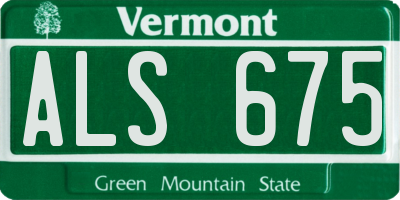 VT license plate ALS675