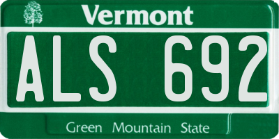VT license plate ALS692