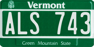VT license plate ALS743