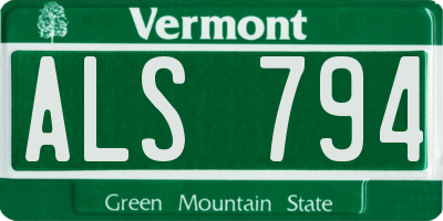 VT license plate ALS794