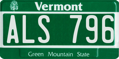 VT license plate ALS796