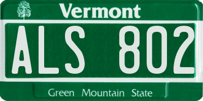 VT license plate ALS802