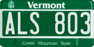 VT license plate ALS803