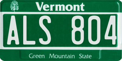 VT license plate ALS804
