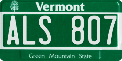 VT license plate ALS807