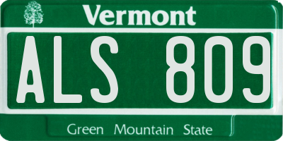VT license plate ALS809