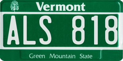 VT license plate ALS818