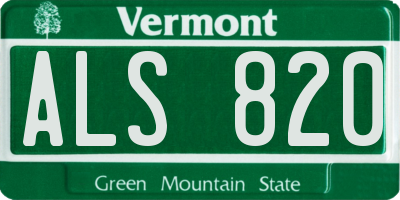VT license plate ALS820