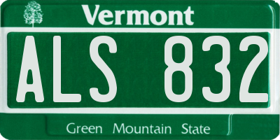 VT license plate ALS832