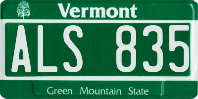 VT license plate ALS835