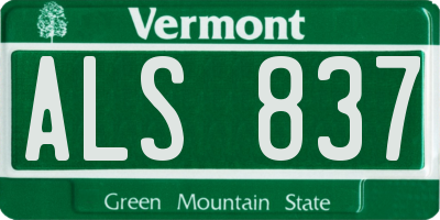VT license plate ALS837
