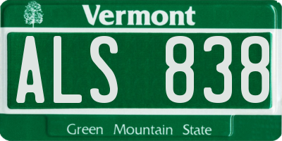 VT license plate ALS838