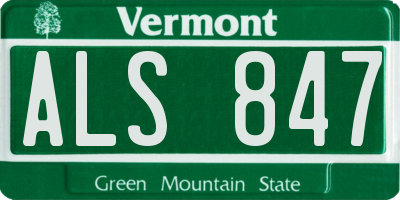 VT license plate ALS847
