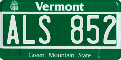 VT license plate ALS852