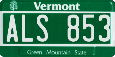 VT license plate ALS853