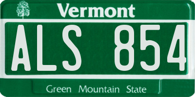 VT license plate ALS854
