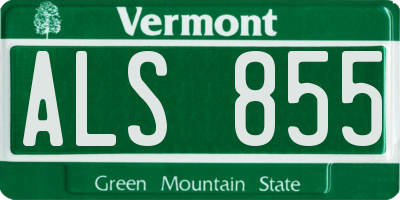 VT license plate ALS855