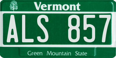 VT license plate ALS857